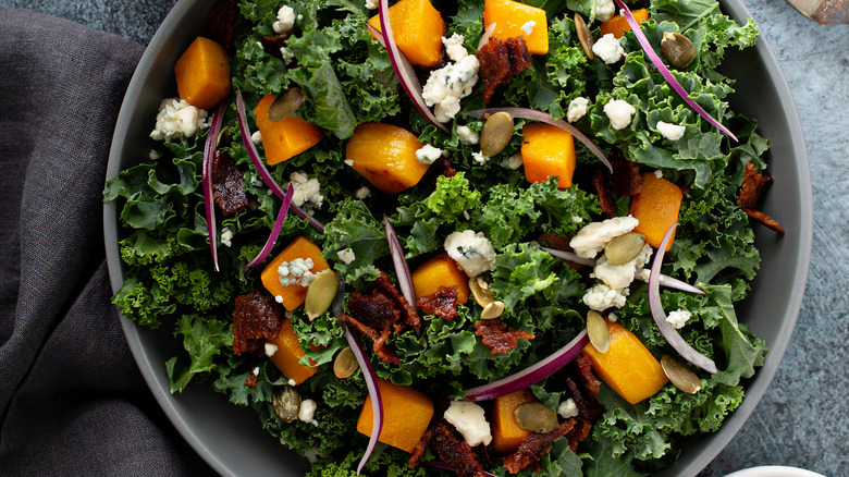 Kale salad with cheese and veggies