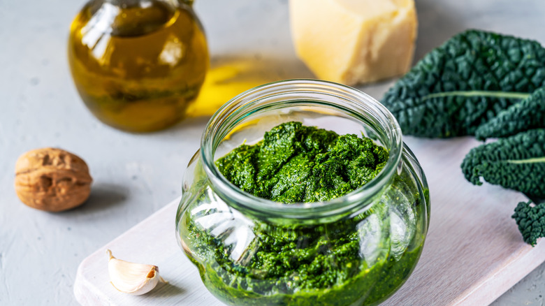 Kale pesto in a jar