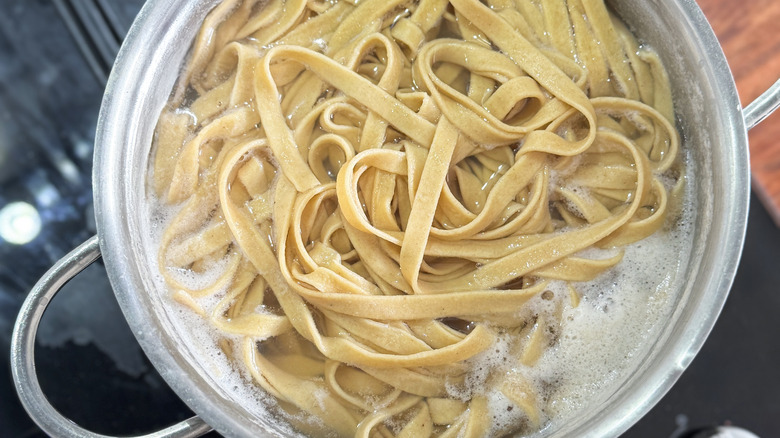 Pasta in a pot with water