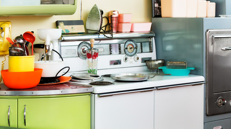Cluttered and messy kitchen