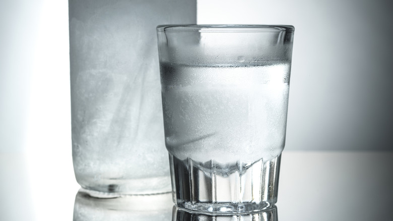 Vodka in a glass on a table