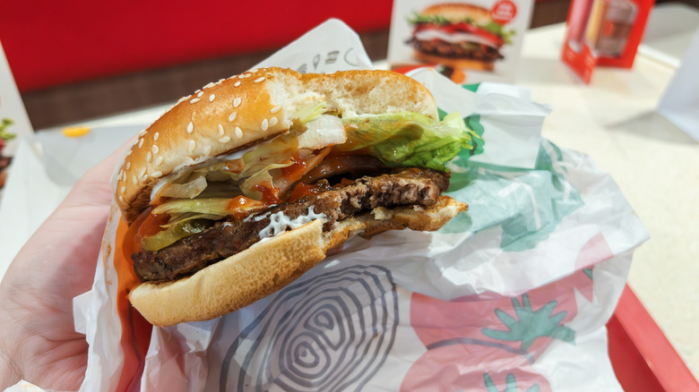 Burger King Whopper with bite taken out of it
