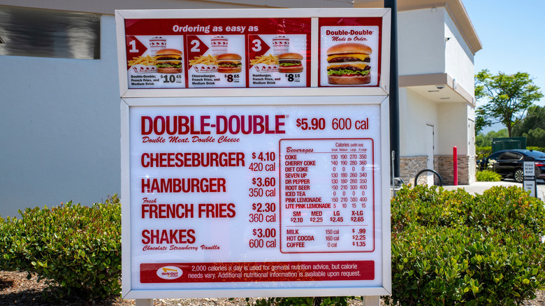 In-N-Out drive thru menu