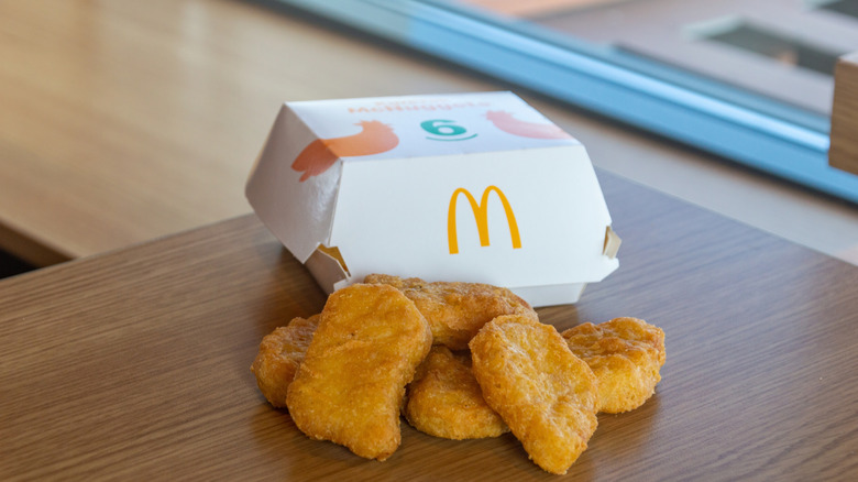 Chicken McNugget dipped in ketchup