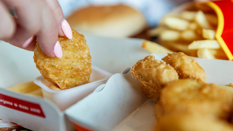 McDonald's chicken nuggets with dips.