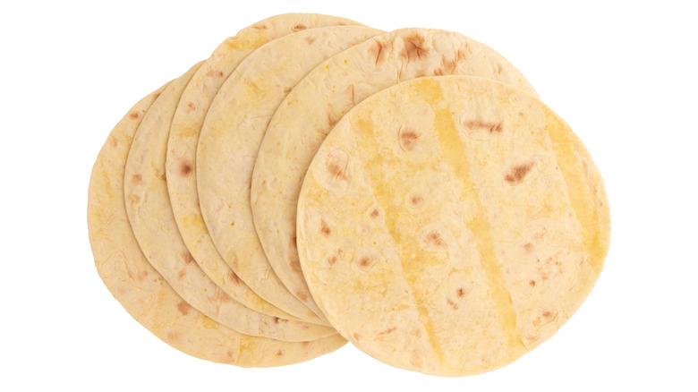 flour tortillas on white background