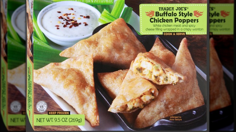 A box of Trader Joe's Buffalo Style Chicken Poppers