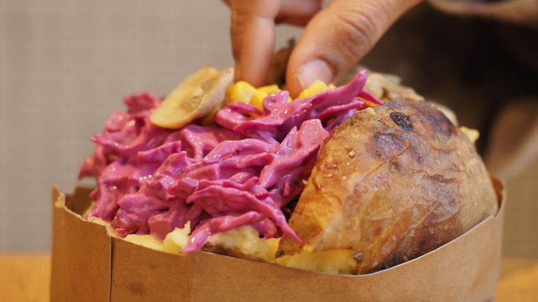 Coleslaw in a baked potato