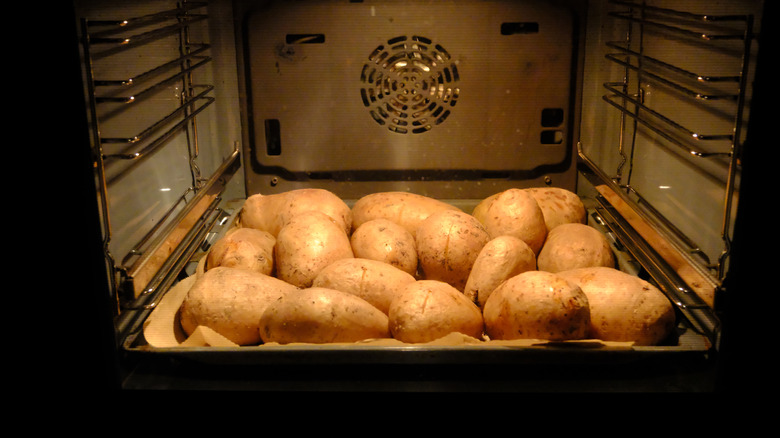 Potatoes baking in the oven