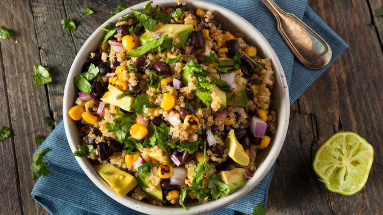 Quinoa bowl with beans and corn