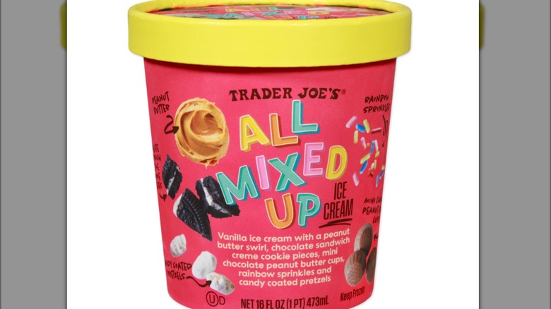 A pint of Trader Joe's All Mixed Up Ice Cream