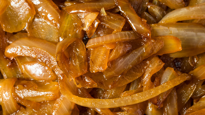 Caramelized onions as a macro shot
