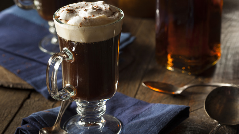 An Irish coffee on a table