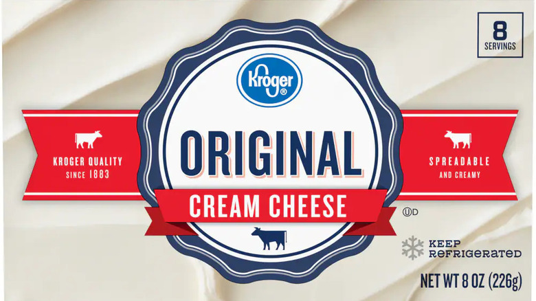 A package of cream cheese from Kroger
