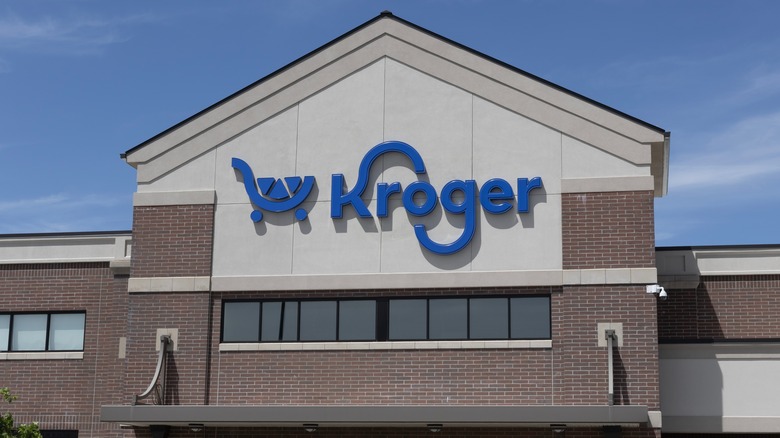 The exterior of a Kroger store
