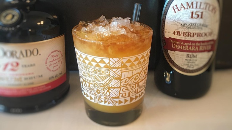 A Demerara Dry Float cocktail on a bar