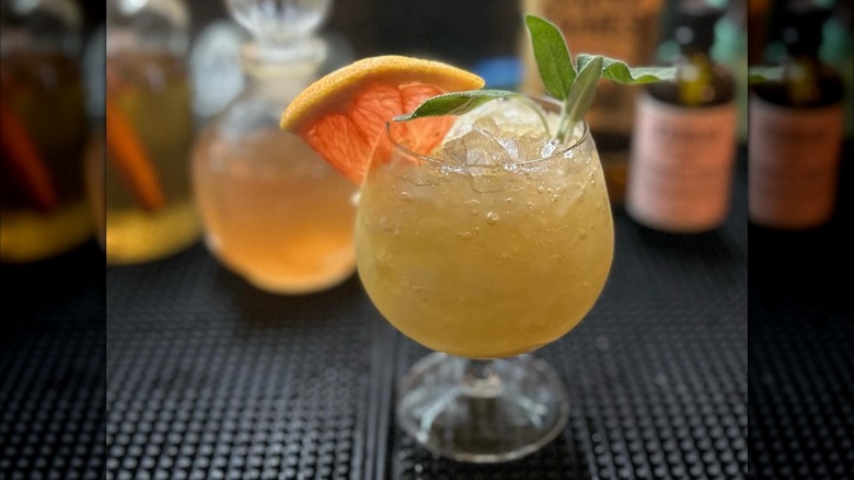 A Donga Punch cocktail on a bar