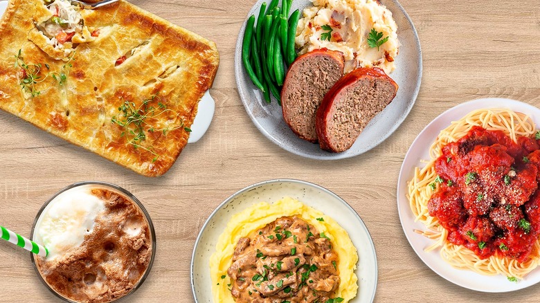 Brown wooden surface with Boomer foods