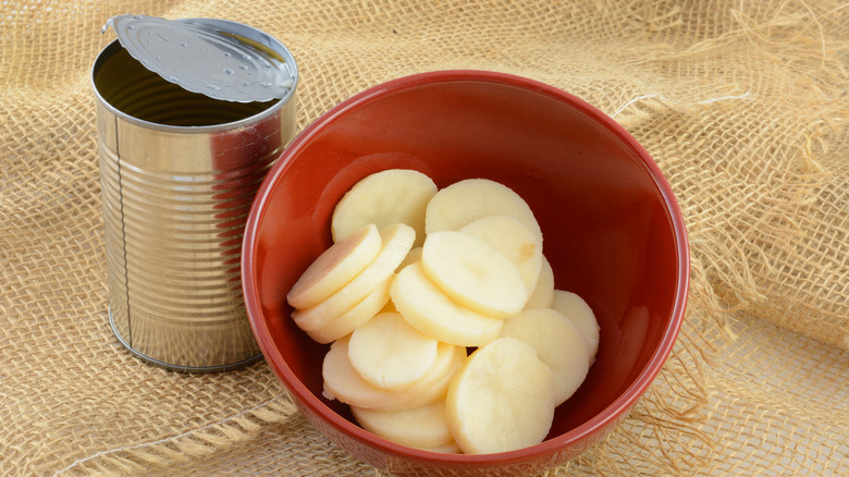 A bowl of canned potatoes
