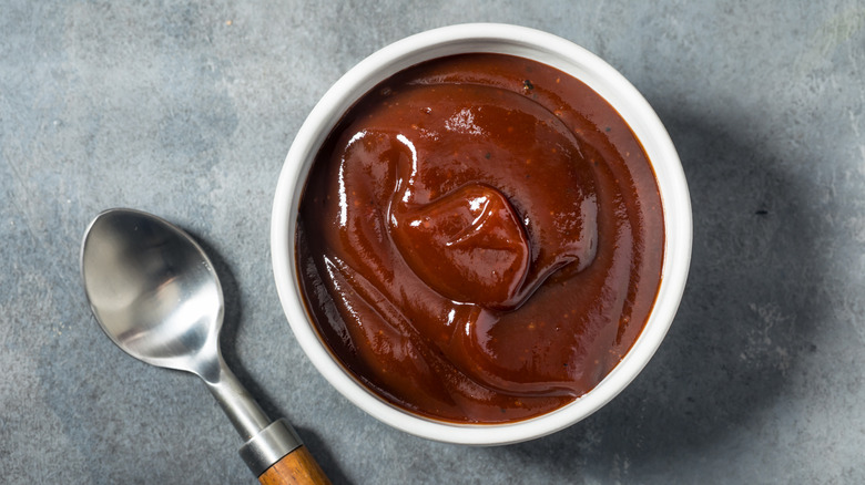 Homemade barbecue sauce in a dish
