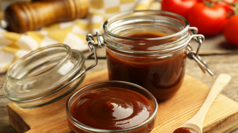 Jar of homemade barbecue sauce