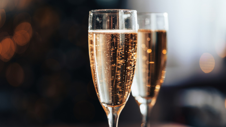 two champagne glasses