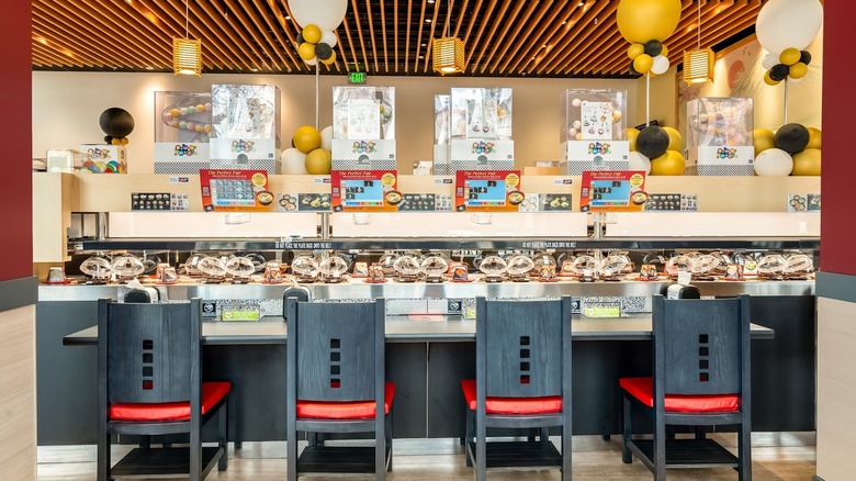 The interior of a Kura Revolving Sushi Bar