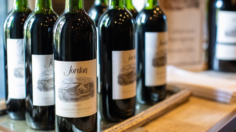 Bottles of Jordan Alexander Valley Cabernet Sauvignon on a table