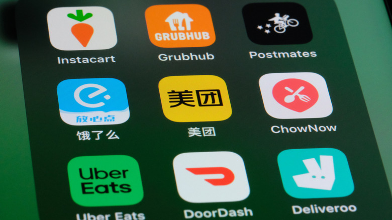 Delivery apps on a phone screen