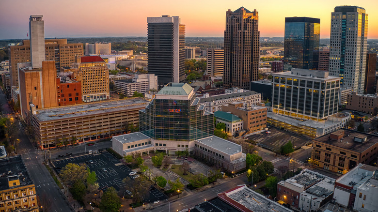 overhead view of downtown Birmingham, Alabama