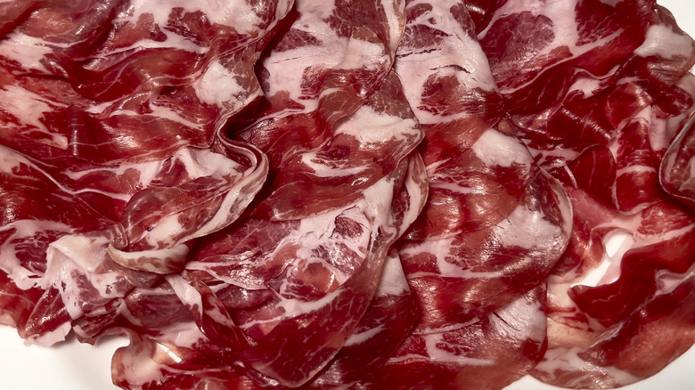 Close up of coppa salume