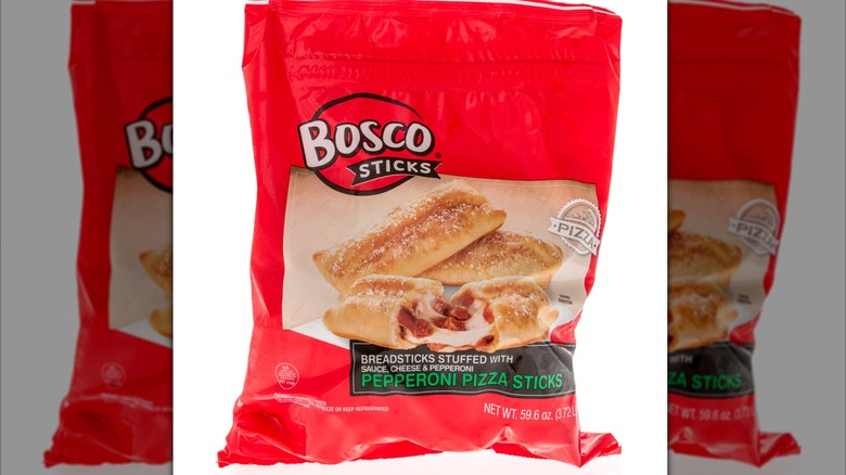 Bag of Bosco sticks on white background