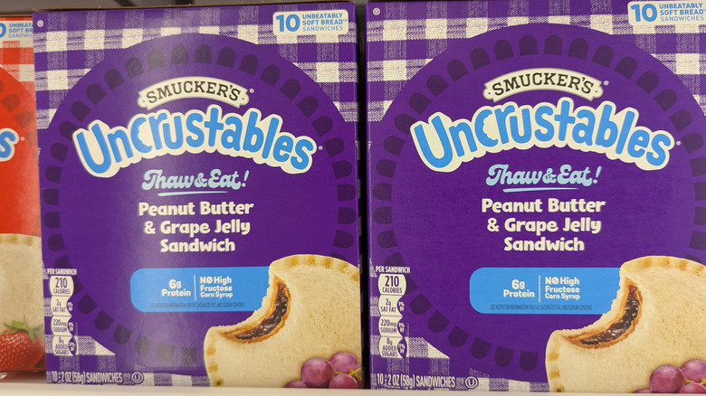 Uncrustables in a box in a store