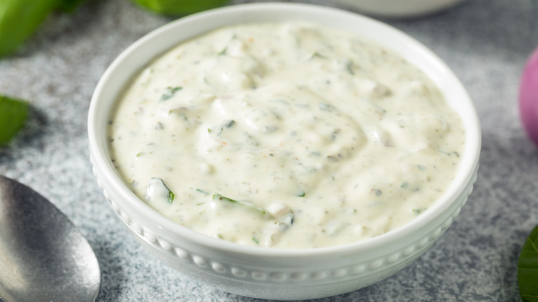 A bowl of green goddess dip