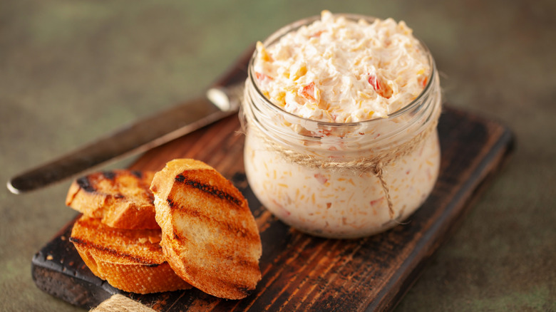 Pimento cheese spread in dish