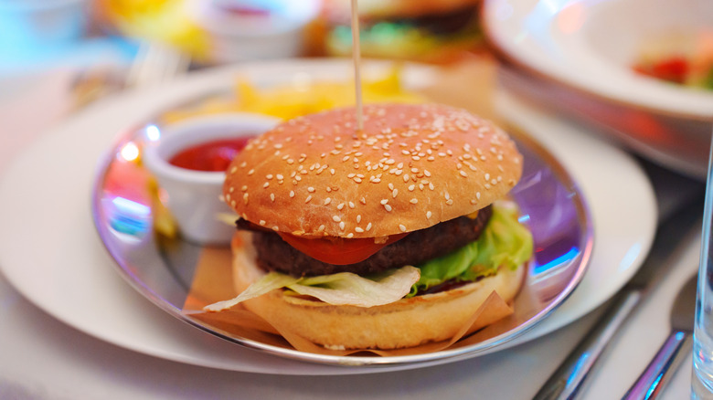 Hamburger on a plate