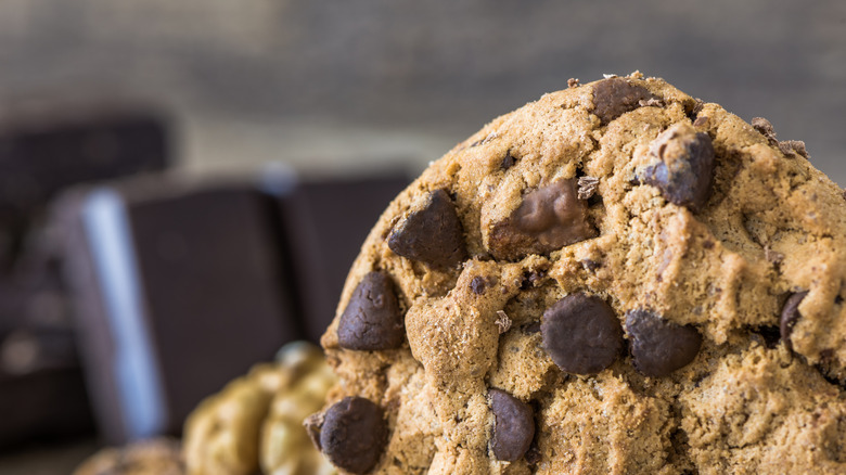 Chocolate chunk cookie close up