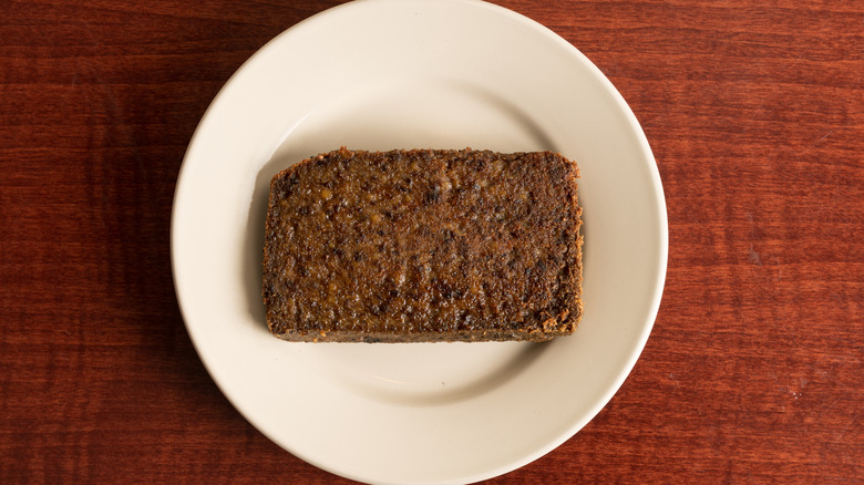 A piece of scrapple on a plate