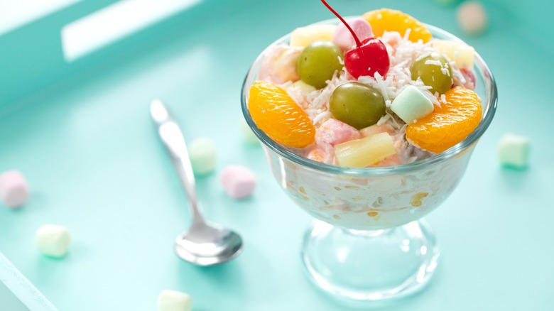 Small bowl of ambrosia salad