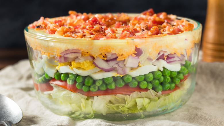 Bowl of seven layer salad
