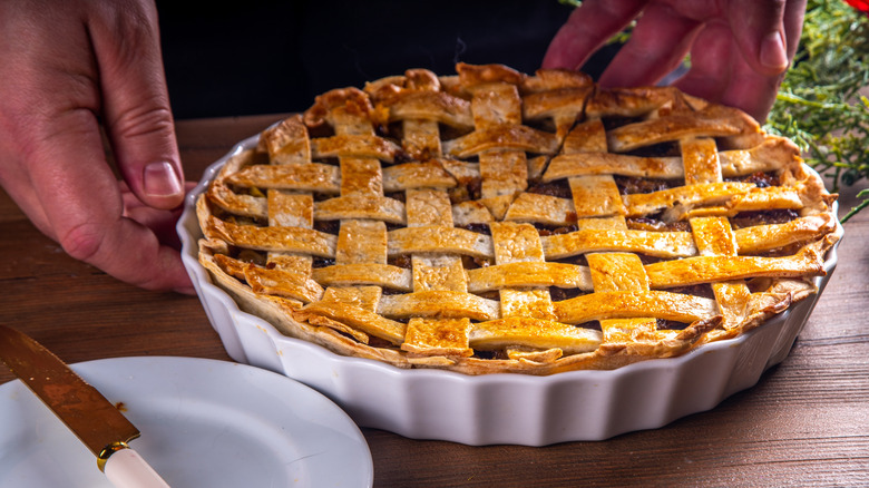 Mincemeat pie in a tin