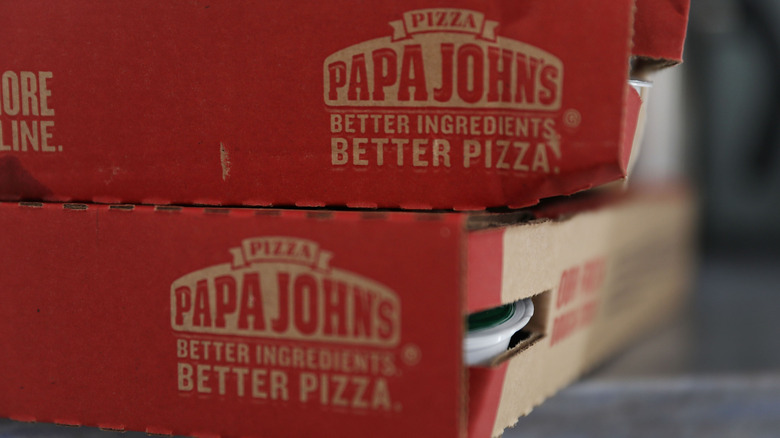 Stack of two Papa John's pizza boxes