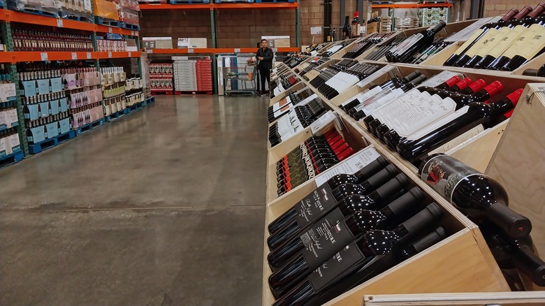 A selection of wine at a Costco warehouse