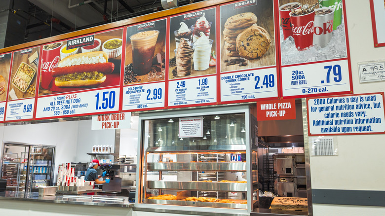 A Costco food court menu