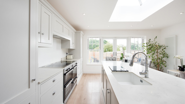 Interior of modern white kitchen