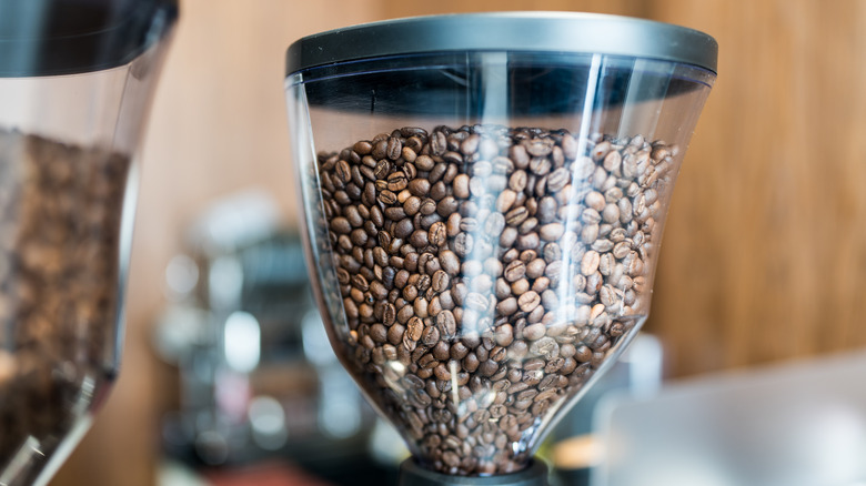 Coffee grinder with beans