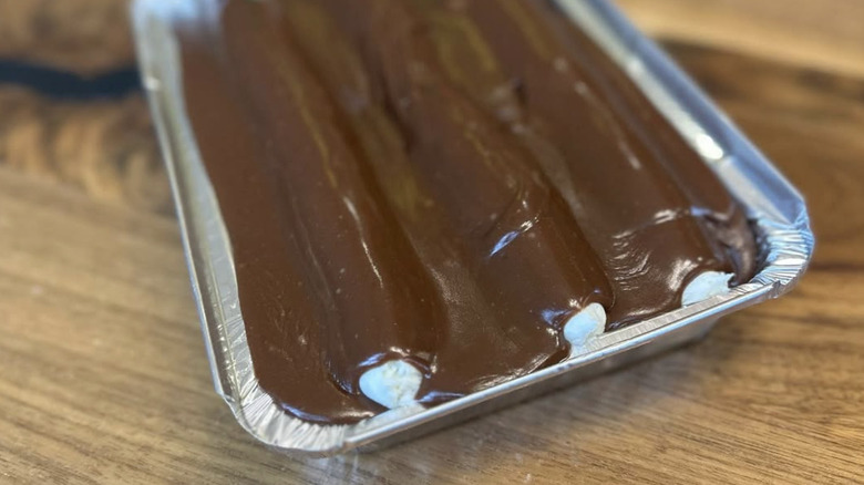 Bumpy cake in a tray