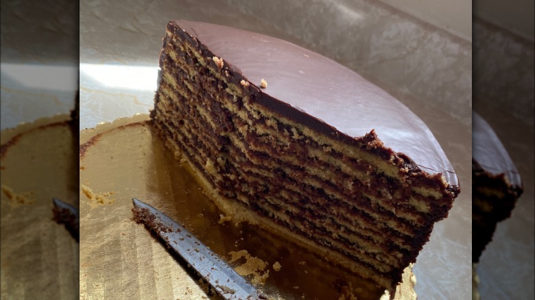 Smith Island cake with frosting