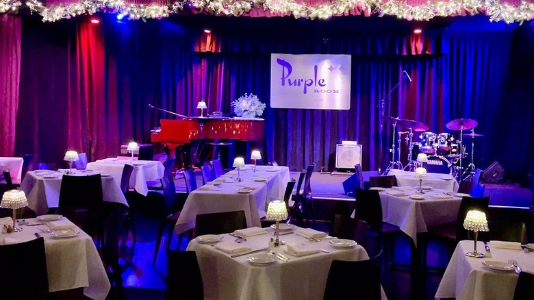 The Purple Room Supper Club stage and dining room