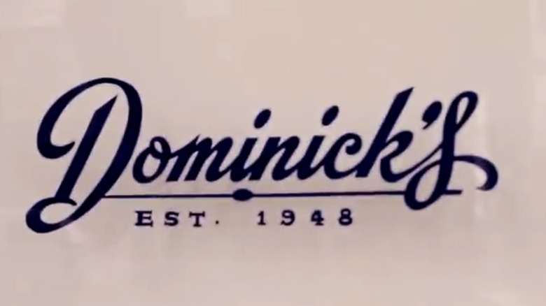 Dominick's logo in black print on an off-white background with "EST. 1948" under the name